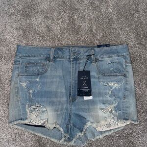 American Eagle Outfitters Blue Distressed Jean Shorts
